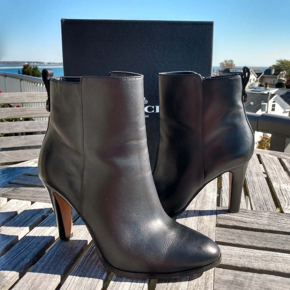 Coach Soft Calfskin Leather Heeled Booties - Picture 2 of 16